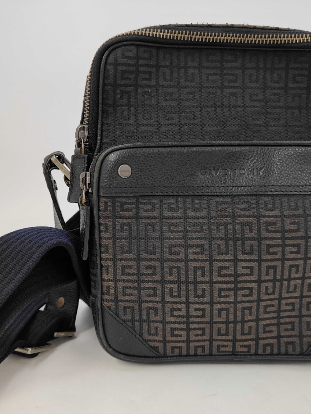 Givenchy 4G Monogram Black Canvas Leather Crossbody Messenger Bag